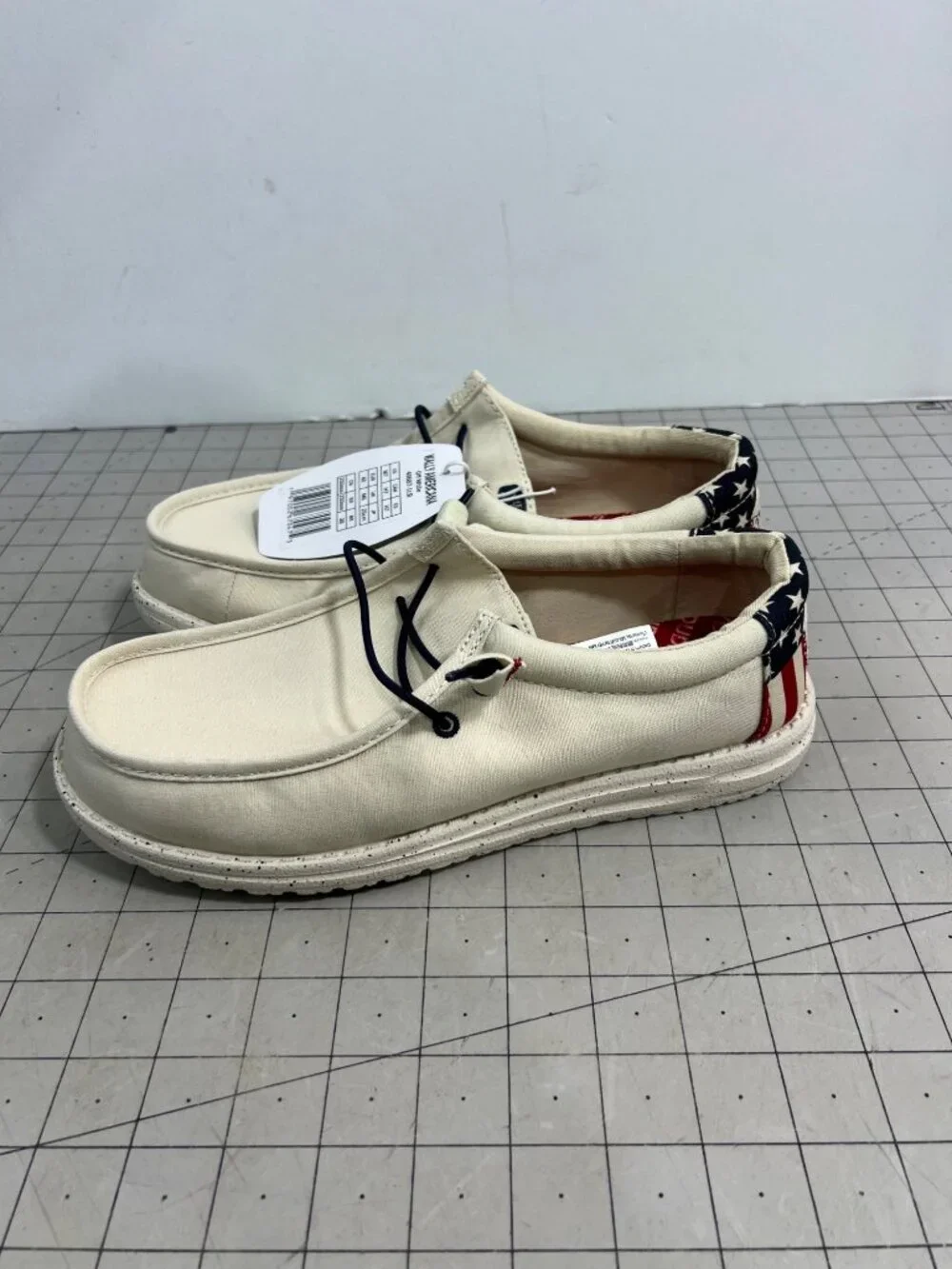 Hey Dude Men's Wally Americana Casual Shoes - Off White Sz. 7 New